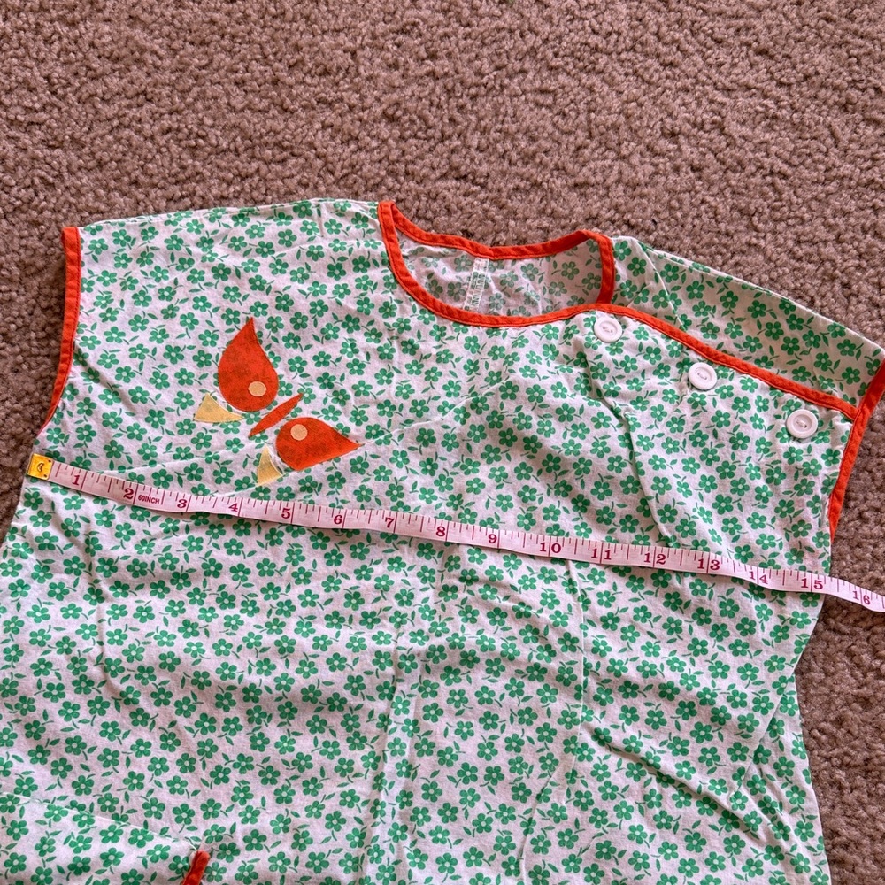 Vintage Floral Green and Orange girls Dress - Picture 8 of 9